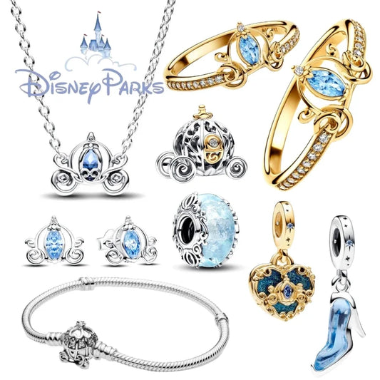 2024 Potdemie Disney Cinderella Murano Glass Charm Beads Fit Original Pandora Bracelet DIY Accessories Jewelry Women Fine Gift